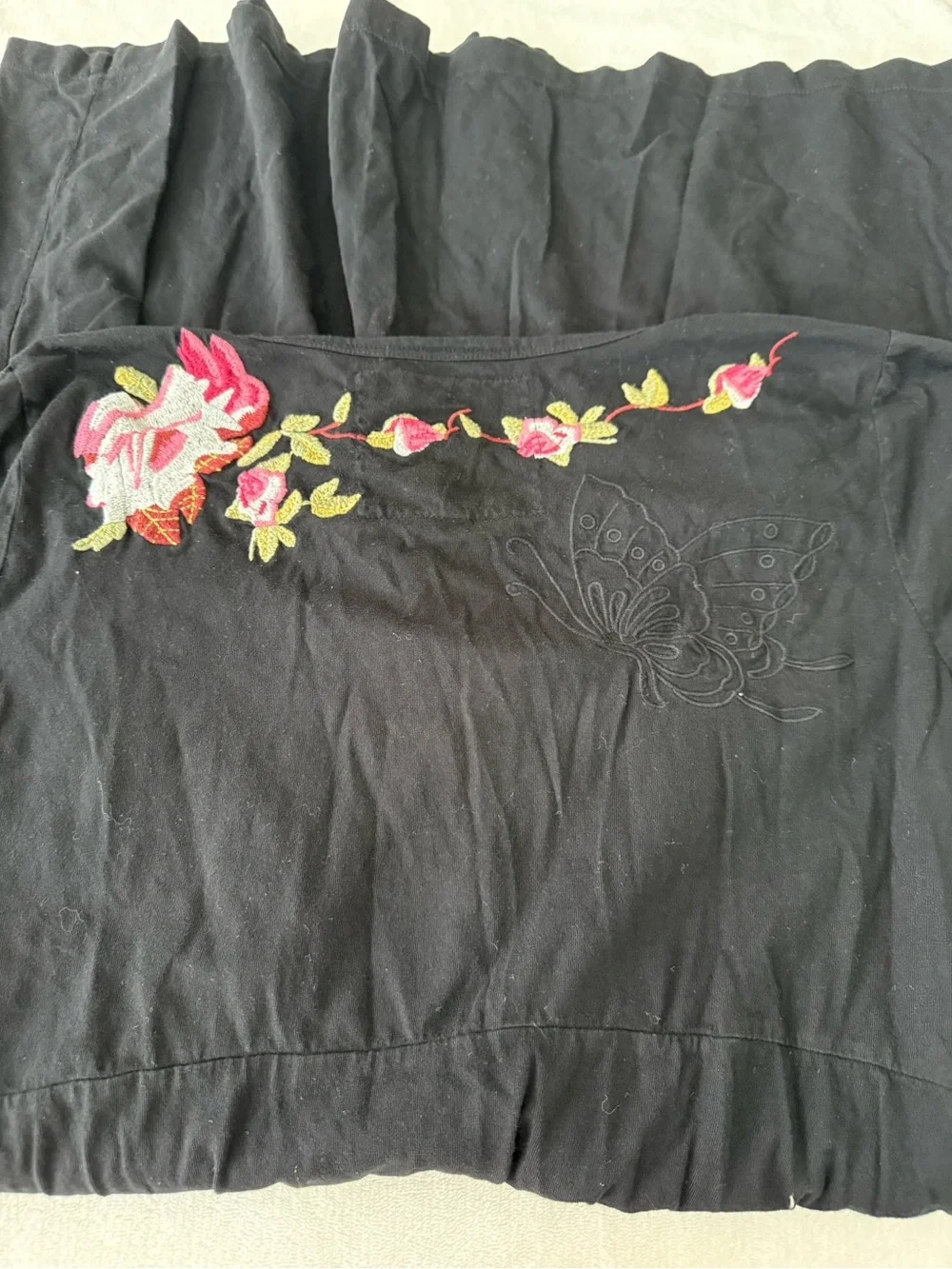 Johnny Was Floral Embroidered Black Dress Size Medium E06